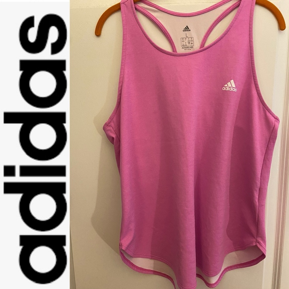 Adidas Aeroready Racer Back Logo Tank Top. Size Large EUC - Picture 1 of 6